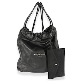 Saint Laurent Black Lambskin Teddy Drawstring Backpack  Black
