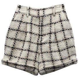 Anine Bing Becky Karierte Tweed-Shorts aus beigefarbenem Polyester Andere