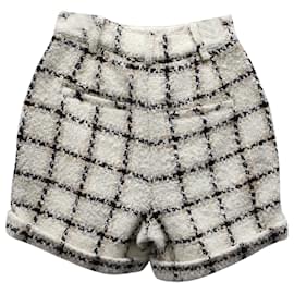 Anine Bing-Anine Bing Becky Plaid Tweed Shorts in Beige Polyester-Other