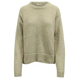 Acne-Acne Studios Pull à Col Ras du Cou en Laine Beige-Marron,Beige