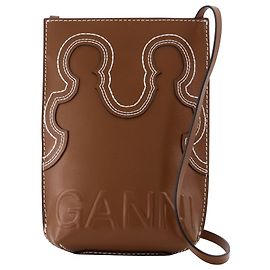 Ganni Borsa a tracolla piccola Banner Western in pelle marrone Marrone