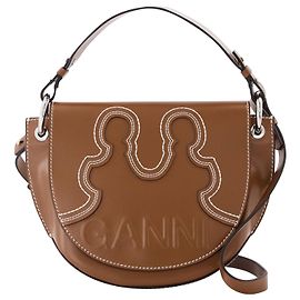 Ganni Borsa da sella Banner Western in pelle marrone Marrone