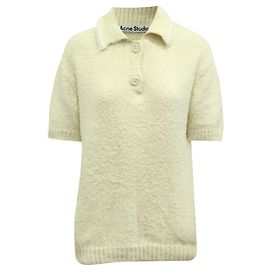 Polo de punto de algodón color crema de Acne Studios Blanco Crudo