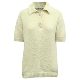 Acne-Acne Studios Knitted Polo Shirt in Cream Cotton-White,Cream