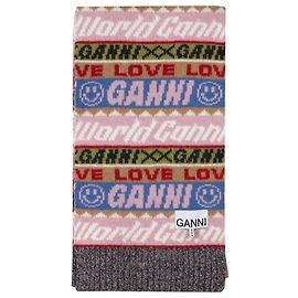 Ganni Graphic Beanie in Multicolor Recyled Wool/Poly Multiple colors