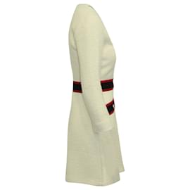 Maje-Maje Rosine Gewebtes Kleid mit V-Ausschnitt aus ecrufarbenem Acryl-Weiß,Roh