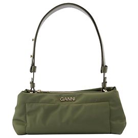 Ganni Borsa Baguette in Pelle Kaki Verde Cachi