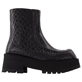 Marni Stivaletti con zip in pelle nera Nero