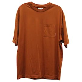 Acne-Acne Studios Rundhals-Taschen-T-Shirt aus brauner Baumwolle-Braun