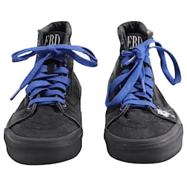 Vans-Enfants Riches Deprimes + Vans Sk8-Hi Embellished Leather-Trimmed Distressed High-Top Sneakers in Black Cotton Canvas-Black