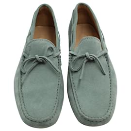 Tod's-Tod's Gommino Driving Shoes in Mint Green Suede -Other