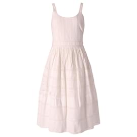 Alice + Olivia-Alice + Olivia Patterned Sleeveless Midi Dress in White Cotton-White