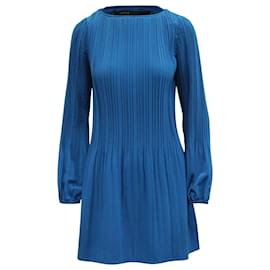 Maje-Maje Pleated Shift Dress in Blue Polyester-Blue