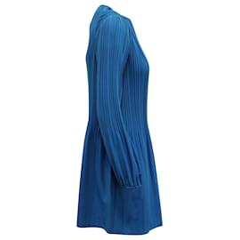 Maje-Maje Robe Droite Plissée en Polyester Bleu-Bleu