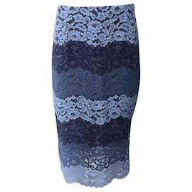 Sandro-Sandro Paris Lace Midi Skirt in Blue Polyamide-Blue