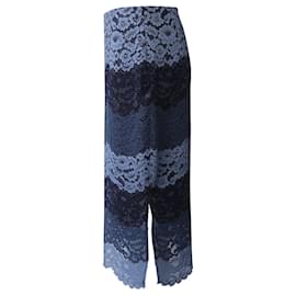 Sandro-Sandro Paris Lace Midi Skirt in Blue Polyamide-Blue