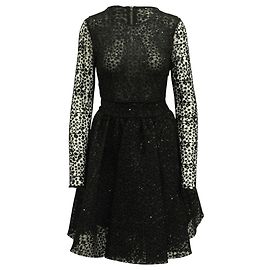 Maje Robe Patineuse Brodée en Polyester Noir Noir