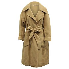 N°21 N.21 Belted Trench Coat in Beige Wool Brown
