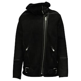 Iro-Iro Oversized Biker Jacket in Black Sheep Shearling-Black