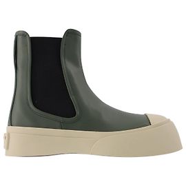 Marni Botines Pablo Pablo en Piel Caqui Verde Caqui