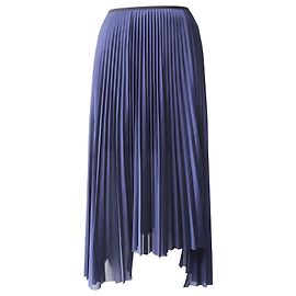 Helmut Lang Asymmetric Pleated Skirt in Navy Polyester Navy blue