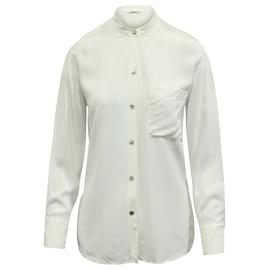 Vince-Vince Mandarin Collar Shirt in White Viscose-White