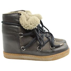 Ankle boot Isabel Marant Nowles em couro preto Preto