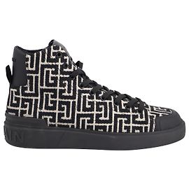 Sneakers Alte Balmain B-Court Monogram in cotone nero Nero