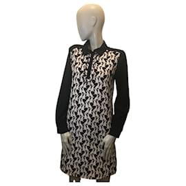 Blumarine-Blumarine Kleid mit Seelöwen-Print-Schwarz,Weiß