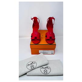 Hermès-SANDALI HERMES LEGEND 38,5 color Rouge Bali-Red
