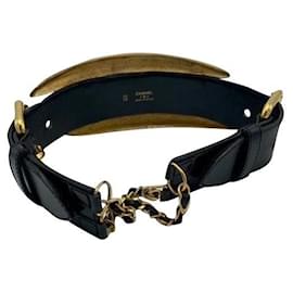 Chanel-Chanel Champion Gold Vintage Belt-Black,Golden