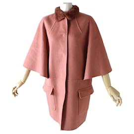 Fendi-FENDI Ladies Collar Mink 100% Wool Cloak Coat / Cape Coat Dusty Pink 38 Fur-Other
