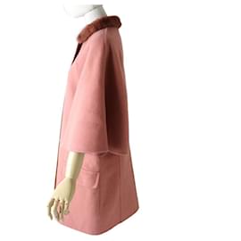 Fendi-FENDI Ladies Collar Mink 100% Wool Cloak Coat / Cape Coat Dusty Pink 38 Fur-Other