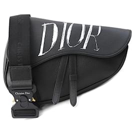 Dior-DIOR (DIOR) SADDLE sacoche de selle cuir de veau noir imprimé logo noir 1ADP0093 Pour des hommes-Noir,Métallisé
