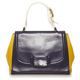 Fendi Blue Silvana Ledertasche Blau Gelb Dunkelblau