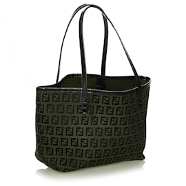 Fendi-Fendi Red Zucchino Canvas Tote Bag-Black,Red