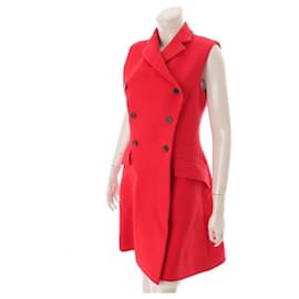 Christian Dior-[Christian Dior] Christian Dior 18SS Sleeveless Wool Silk Coat Red 38-Red