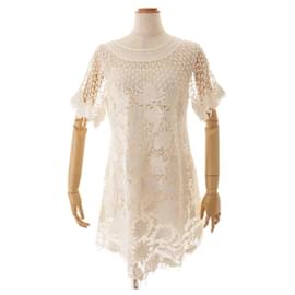 Christian Dior-Christian Dior 2018 Knit Knit Camisole Attached Cotton Dress White 38-White