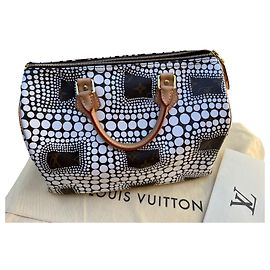 Louis Vuitton Speedy Yayoi Kusama Handtasche weiß Stoff Weiß