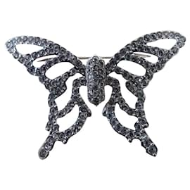 Swarovski-broche de mariposa-Plata