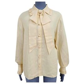 Celine Daoust Celine Blouse with triomphe button large bow Beige Other