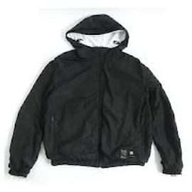 Fendi-fendi sideline logo mesh reversible hooded blouson jacket-Black,White