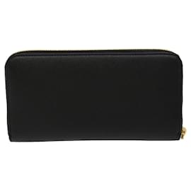 Prada-PRADA Ribbon Long Wallet Safiano Leather Black Auth 31055a-Black