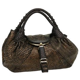 FENDI Spy Bag Borsa a mano Pelle Bronzo Auth ac901 Bronzo