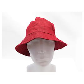Hermès-NEW HERMES BOB HAT SIZE 59 EN 100% RED LINEN RED LINEN HAT-Red