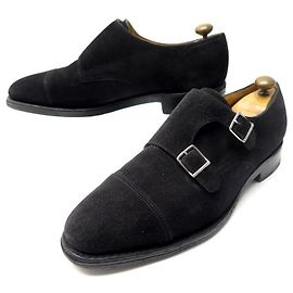 CHAUSSURES JOHN LOBB WILLIAM MOCASSINS BOUCLES DAIM 8.5E 42.5 EMBAUCHOIRS Noir