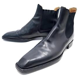 JM Weston-BOOTS SHOES JM WESTON LE CAMBRE BEAUBOURG 9D 43 BLACK LEATHER LOW BOOTS-Black