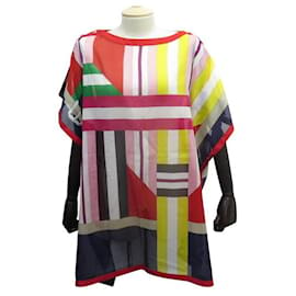 Hermès-NEW HERMES TUNIC TOP STRAPS IN ZIG ZAG 310093H923508BS ONE SIZE-Red