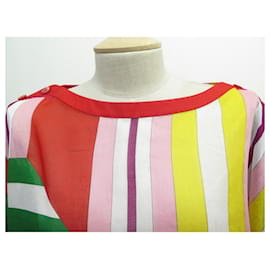 Hermès-NEW HERMES TUNIC TOP STRAPS IN ZIG ZAG 310093H923508BS ONE SIZE-Red