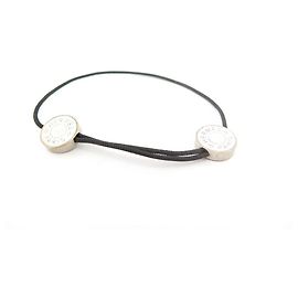 Hermès BRACCIALE HERMES COULISSE foderato CLOU DE SELLE T14-22 BRACCIALE IN ACCIAIO E CORDA Nero